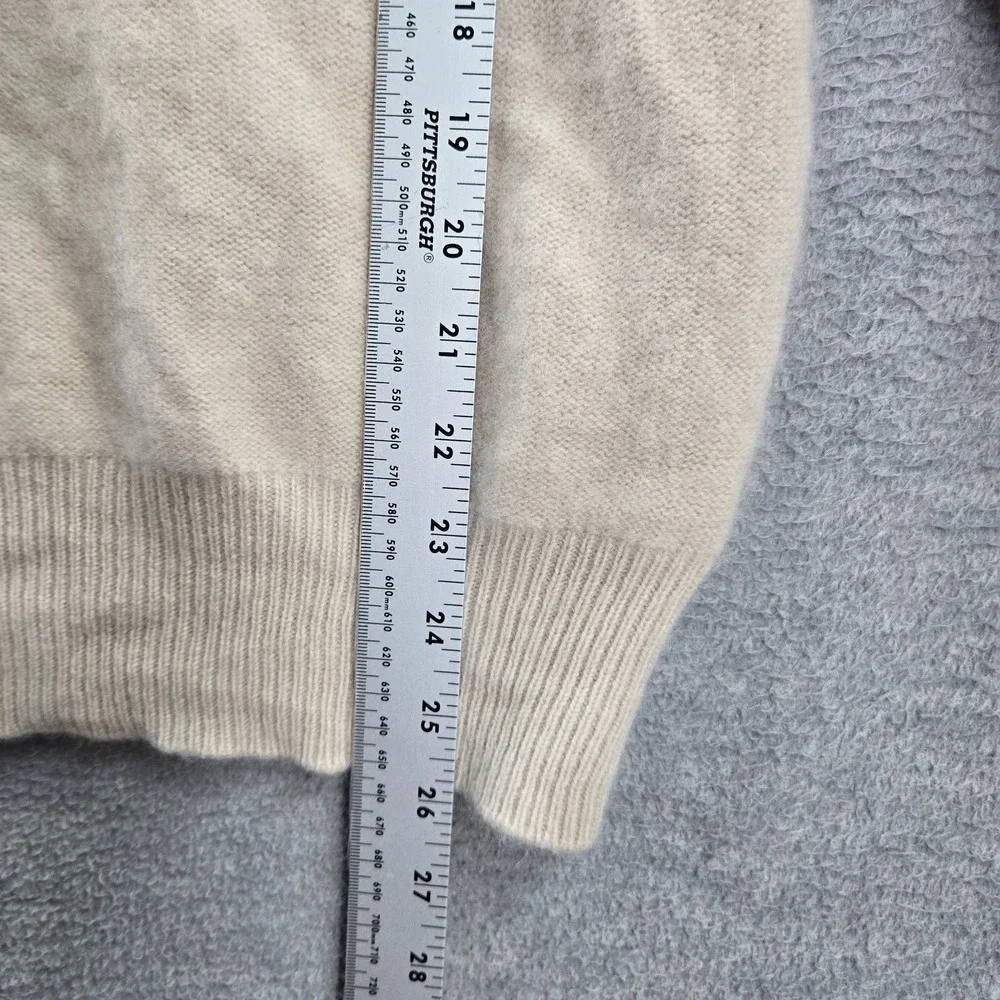 Tahari Women Sweater M Beige Knit 2 Ply Cashmere Long Sleeve‎ Mock Neck Pullover